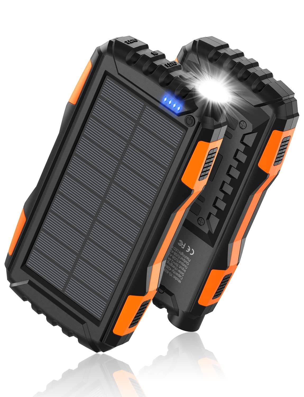 Power-Bank-Solar-Charger - 42800mAh Portable Charger,Solar Power Bank,External Battery Pack 5V3.1A Qc 3.0 Fast Charger Built-in Super Bright Flashlight (Deep Black)