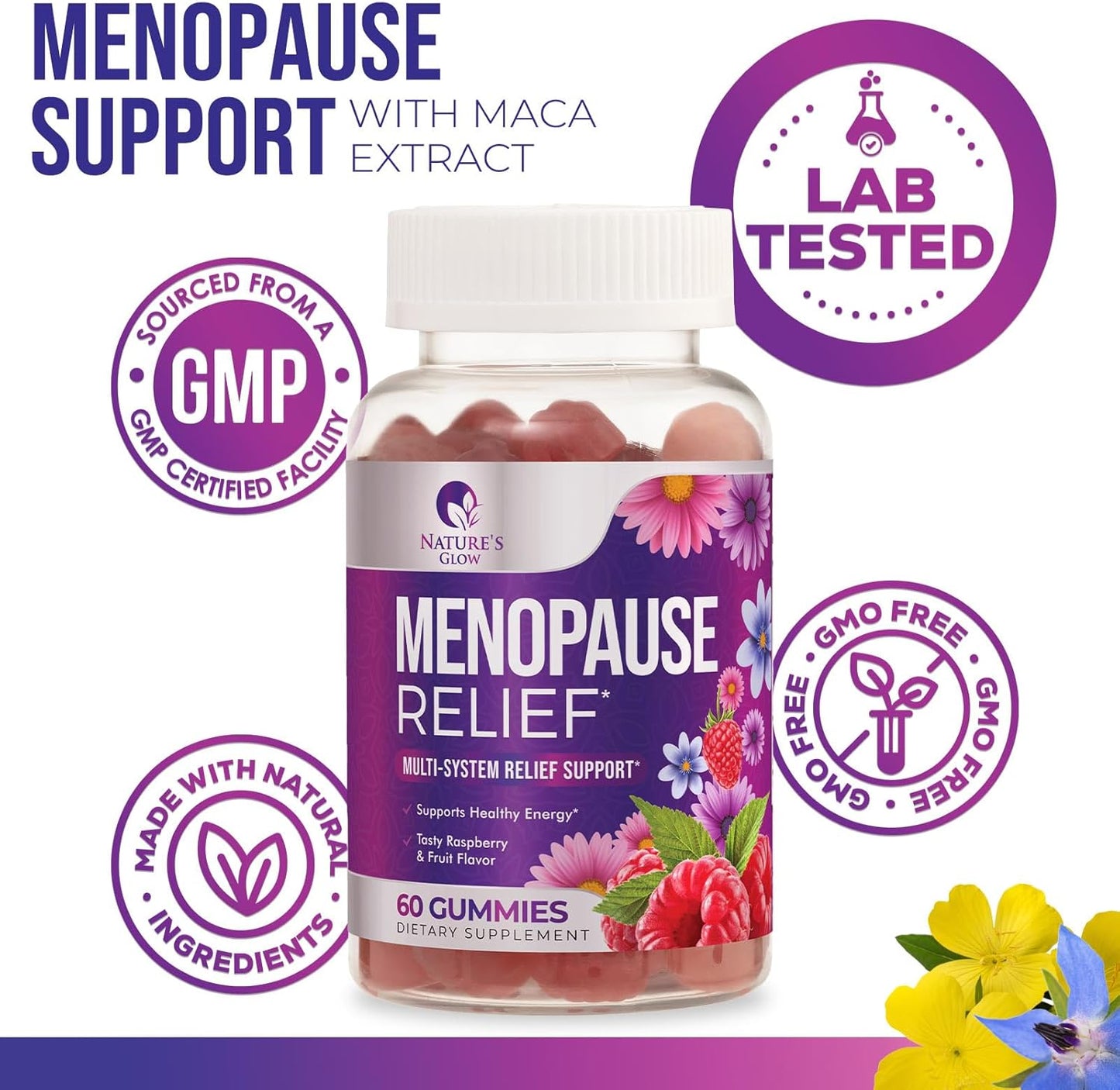 Menopause Supplement for Women - Complete Multi-Benefit Menopause Relief Gummy for Mild Hot Flashes & Night Sweats, Natural Balance & Energy Support, Menopausal Vitamins, Non-GMO - 60 Gummies