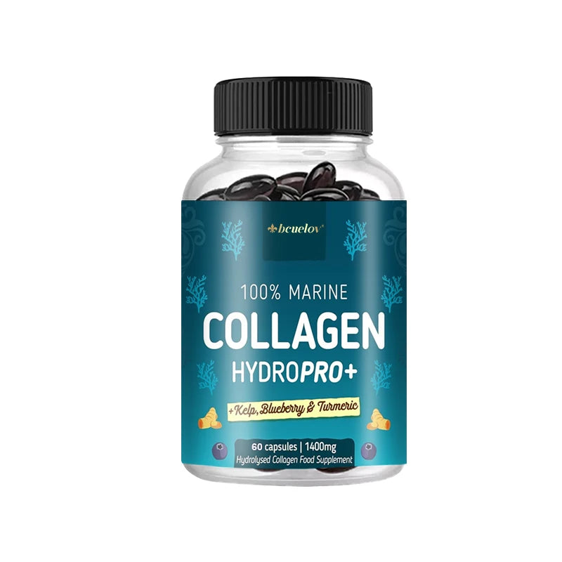 Powerful Marine Collagen - With Hyaluronic Acid, Biotin & Blueberry - 1400mg Complex-Hydrolyzed Type 1-With Vitamins & Minerals - Jerusalem Heart