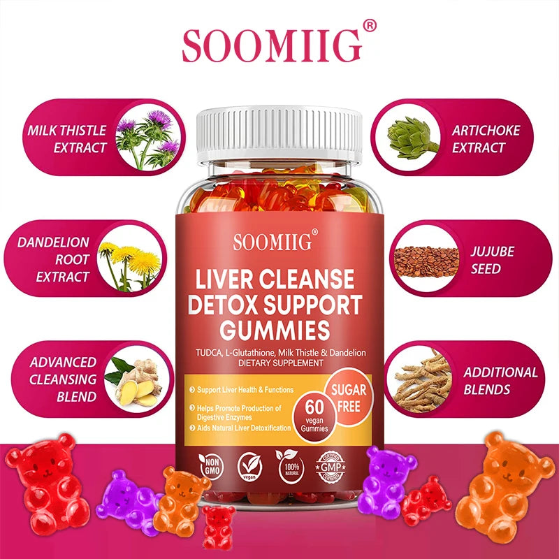 SOOMIIG Liver Cleanse Detox Gummies + Liver Nutrients with Milk Thistle Extract To Help Cleanse, Detoxify and Purify The Liver - Jerusalem Heart