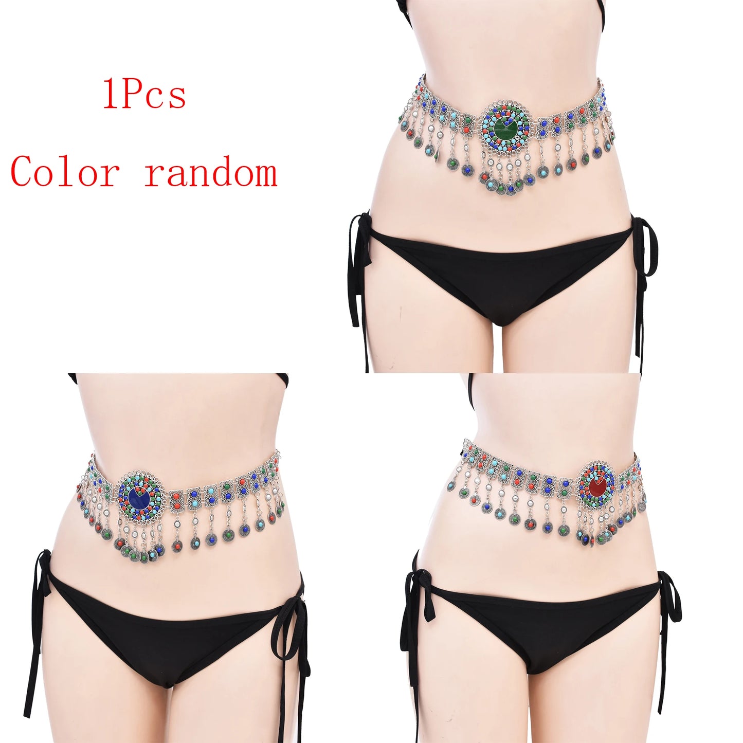 Vintage Alloy Coins Long Tassel Waist Belly Chains Turkey Gypsy Boho India Afghan Ethnic Dance Clothing Belt Hippie Body Jewelry - Jerusalem Heart