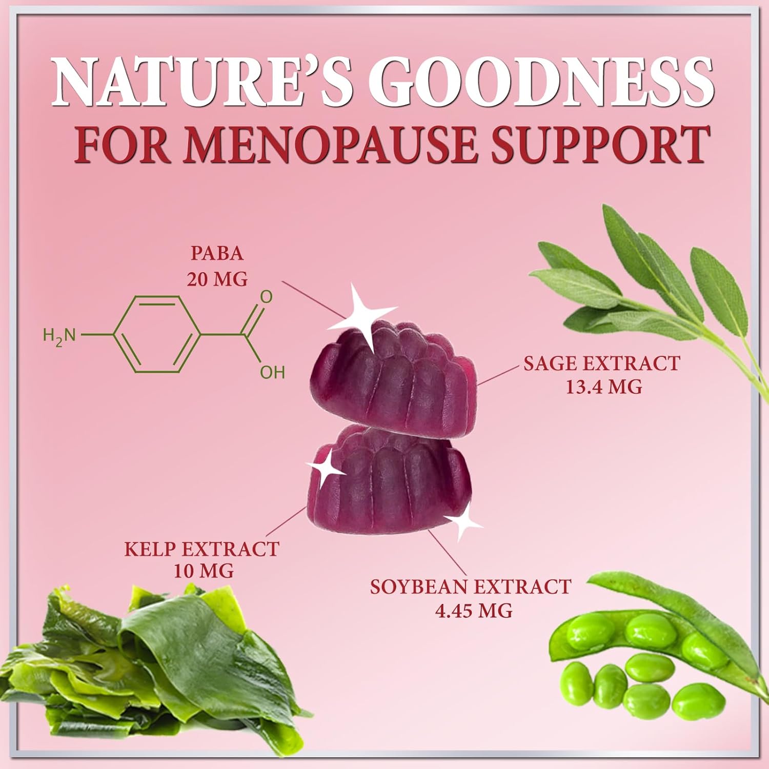 Menopause Supplements for Women, Multi-Symptom Menopause Relief Gummies for Women with PABA & Sage Extract, Meno and Perimenopause Female Night Sweats & Hot Flashes Support, Hormone-Free - 60 Gummies