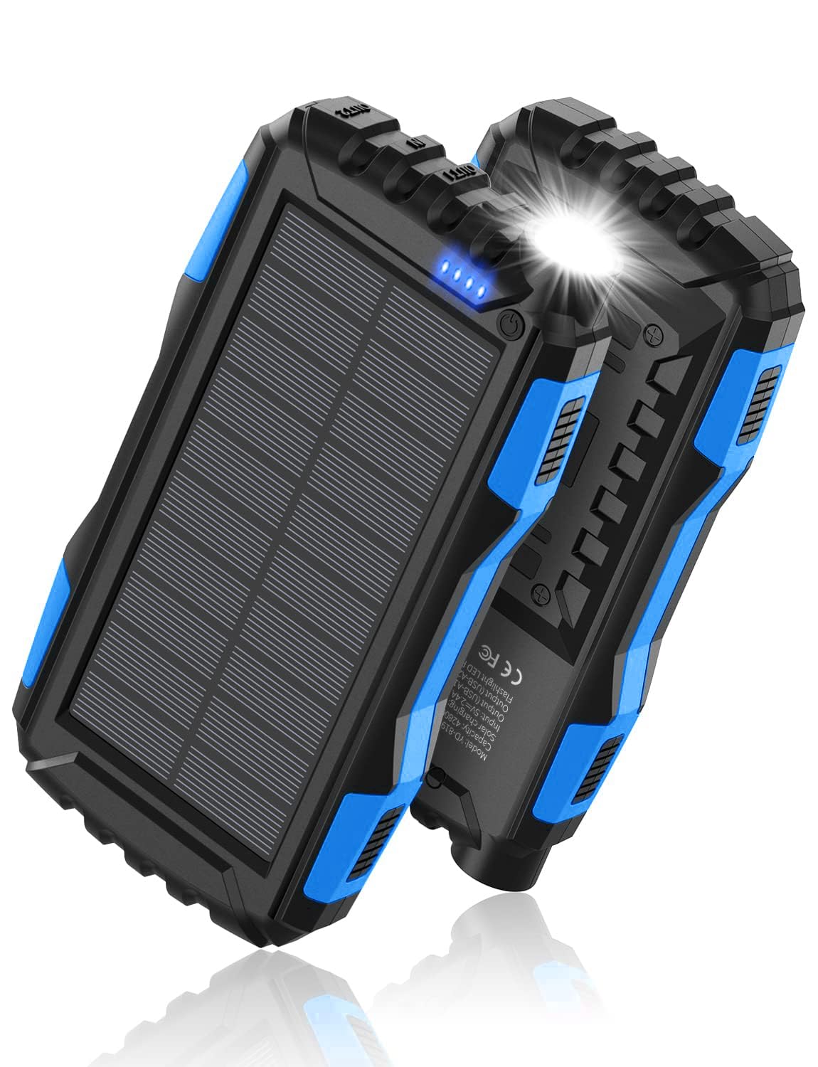 Power-Bank-Solar-Charger - 42800mAh Portable Charger,Solar Power Bank,External Battery Pack 5V3.1A Qc 3.0 Fast Charger Built-in Super Bright Flashlight (Deep Black)