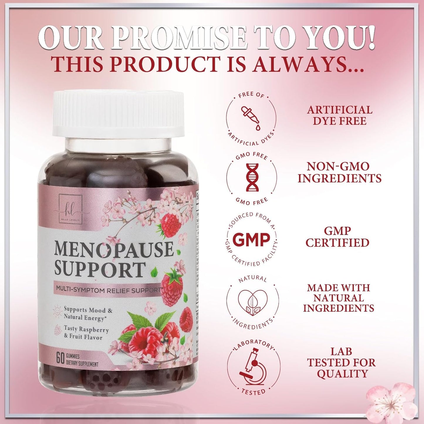 Menopause Supplements for Women, Multi-Symptom Menopause Relief Gummies for Women with PABA & Sage Extract, Meno and Perimenopause Female Night Sweats & Hot Flashes Support, Hormone-Free - 60 Gummies