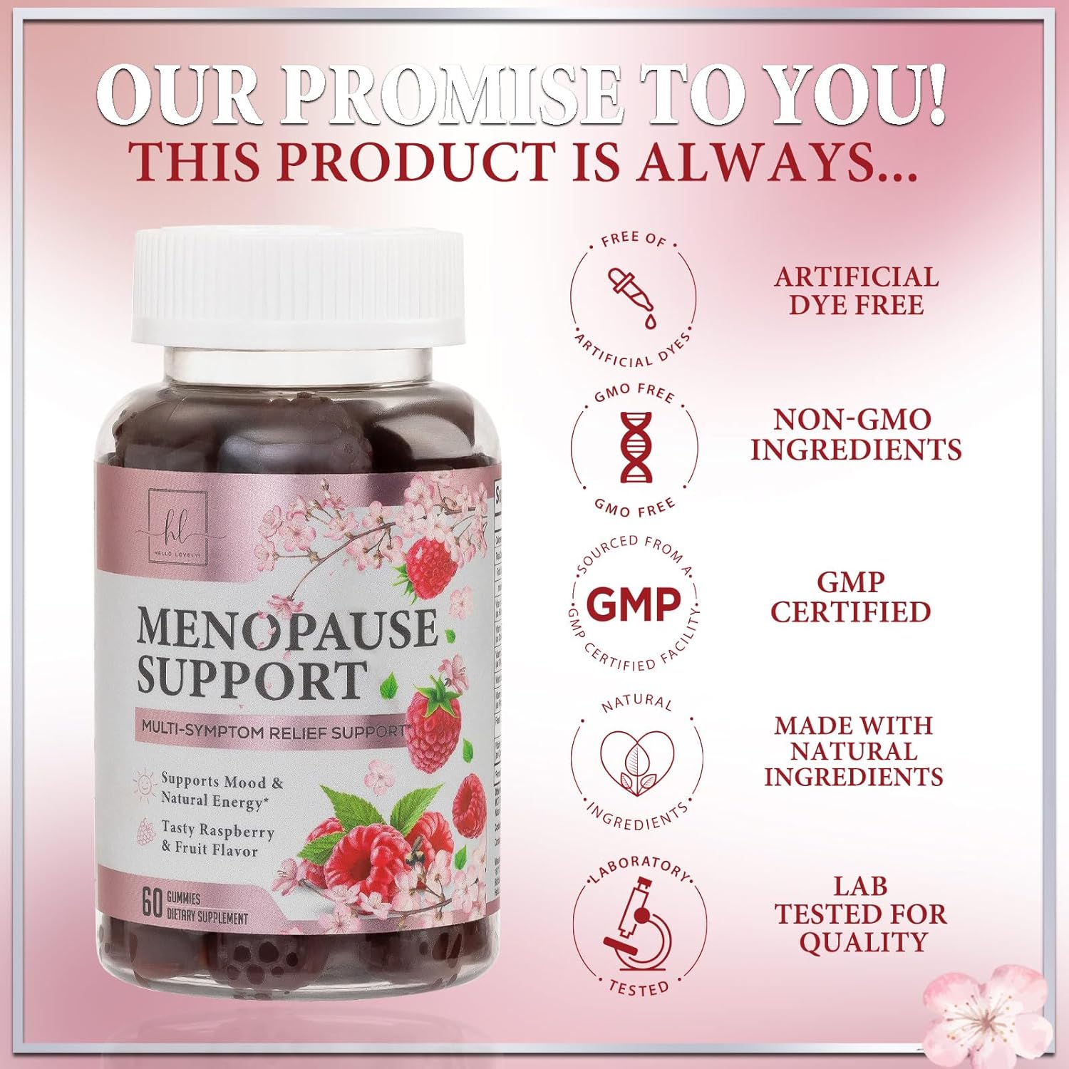 Menopause Supplements for Women, Multi-Symptom Menopause Relief Gummies for Women with PABA & Sage Extract, Meno and Perimenopause Female Night Sweats & Hot Flashes Support, Hormone-Free - 60 Gummies