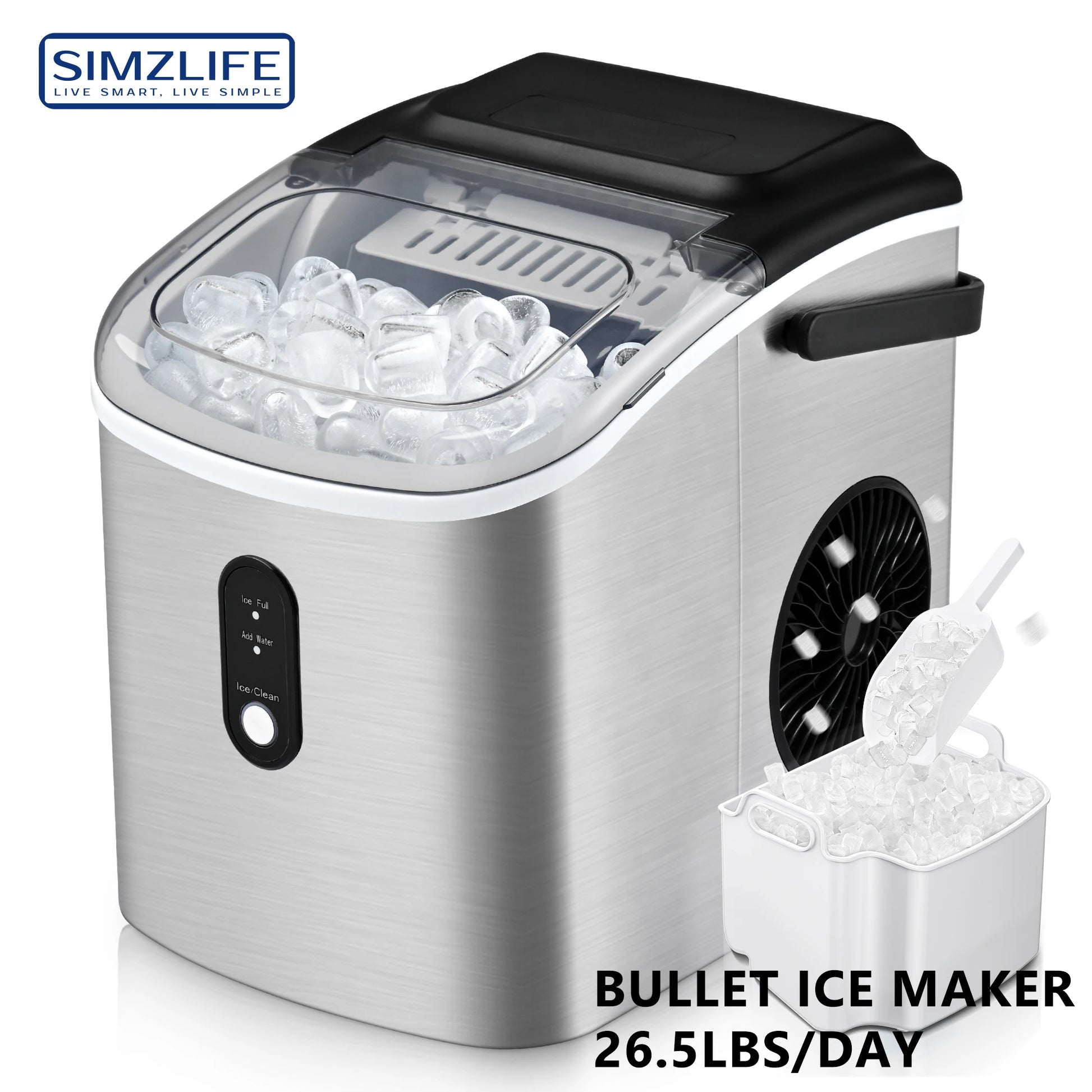 Euhomy Countertop Ice Maker Machine with Handle, 26 lbs/24H, 9 Cubes in 6 Mins, Auto-Cleaning Portable Ice Maker,Silver - Jerusalem Heart 