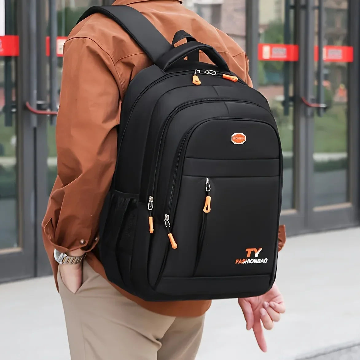 1 Pc Men's Backpack, Large Capacity Waterproof Casual Backpack,Adjustable Computer Backpack - Jerusalem Heart 