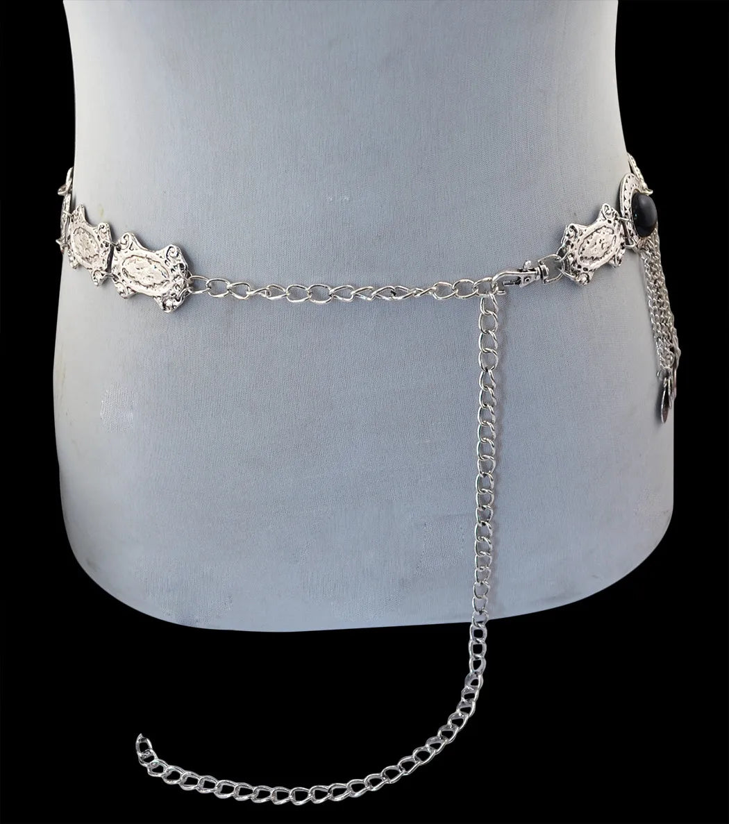 Vintage Alloy Coins Long Tassel Waist Belly Chains Turkey Gypsy Boho India Afghan Ethnic Dance Clothing Belt Hippie Body Jewelry - Jerusalem Heart 