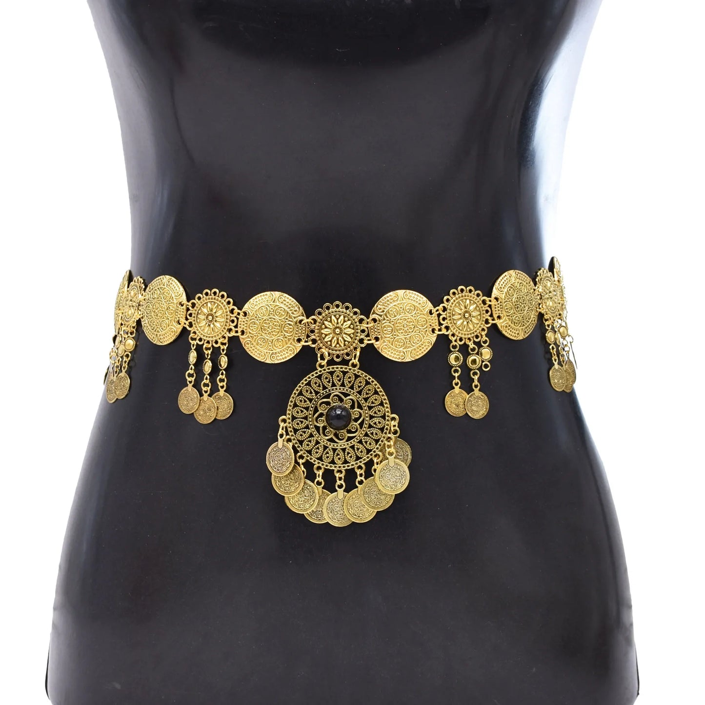 Vintage Alloy Coins Long Tassel Waist Belly Chains Turkey Gypsy Boho India Afghan Ethnic Dance Clothing Belt Hippie Body Jewelry - Jerusalem Heart 