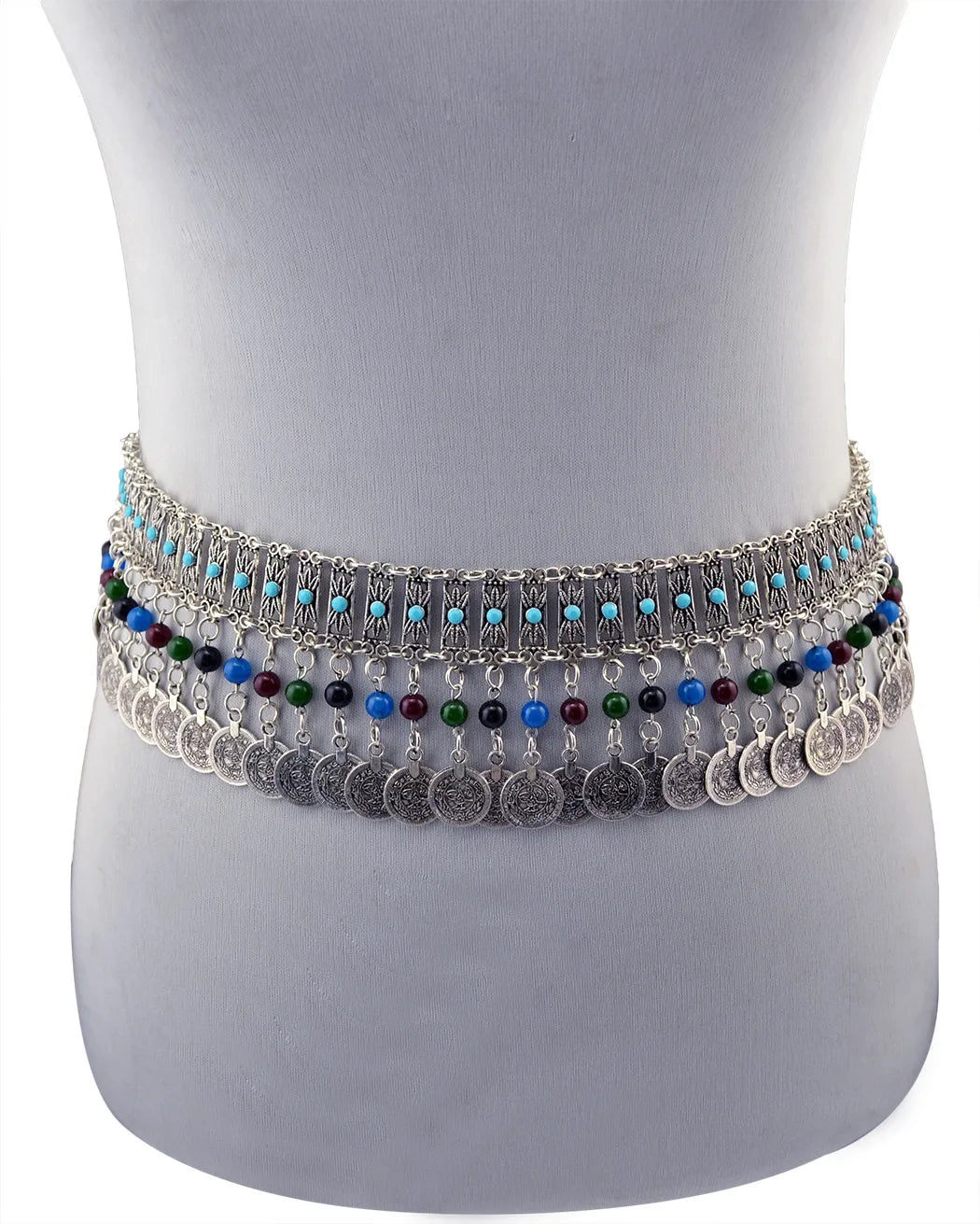 Vintage Alloy Coins Long Tassel Waist Belly Chains Turkey Gypsy Boho India Afghan Ethnic Dance Clothing Belt Hippie Body Jewelry - Jerusalem Heart 