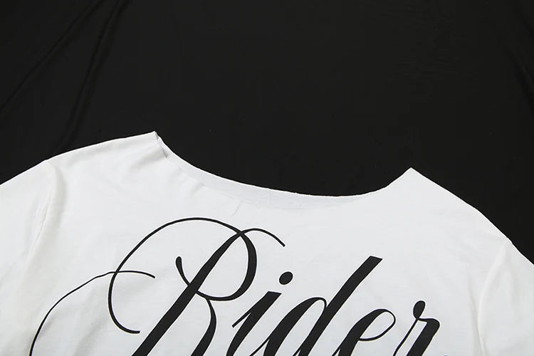Nibber Loose Letter Print Mini t-Shirt Women Summer Trend Biased Collar Versatile Street Skinny Simple Classic Party Daily Tops - Jerusalem Heart 