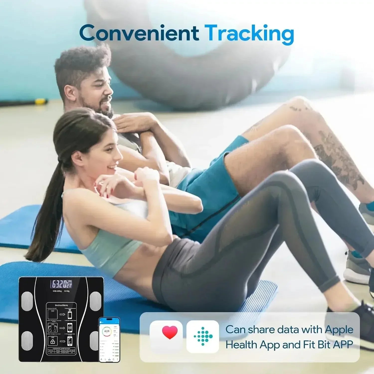Bluetooth body fat scale, charging version, weight scale, bathroom weight scale, intelligent digital body value detection - Jerusalem Heart 