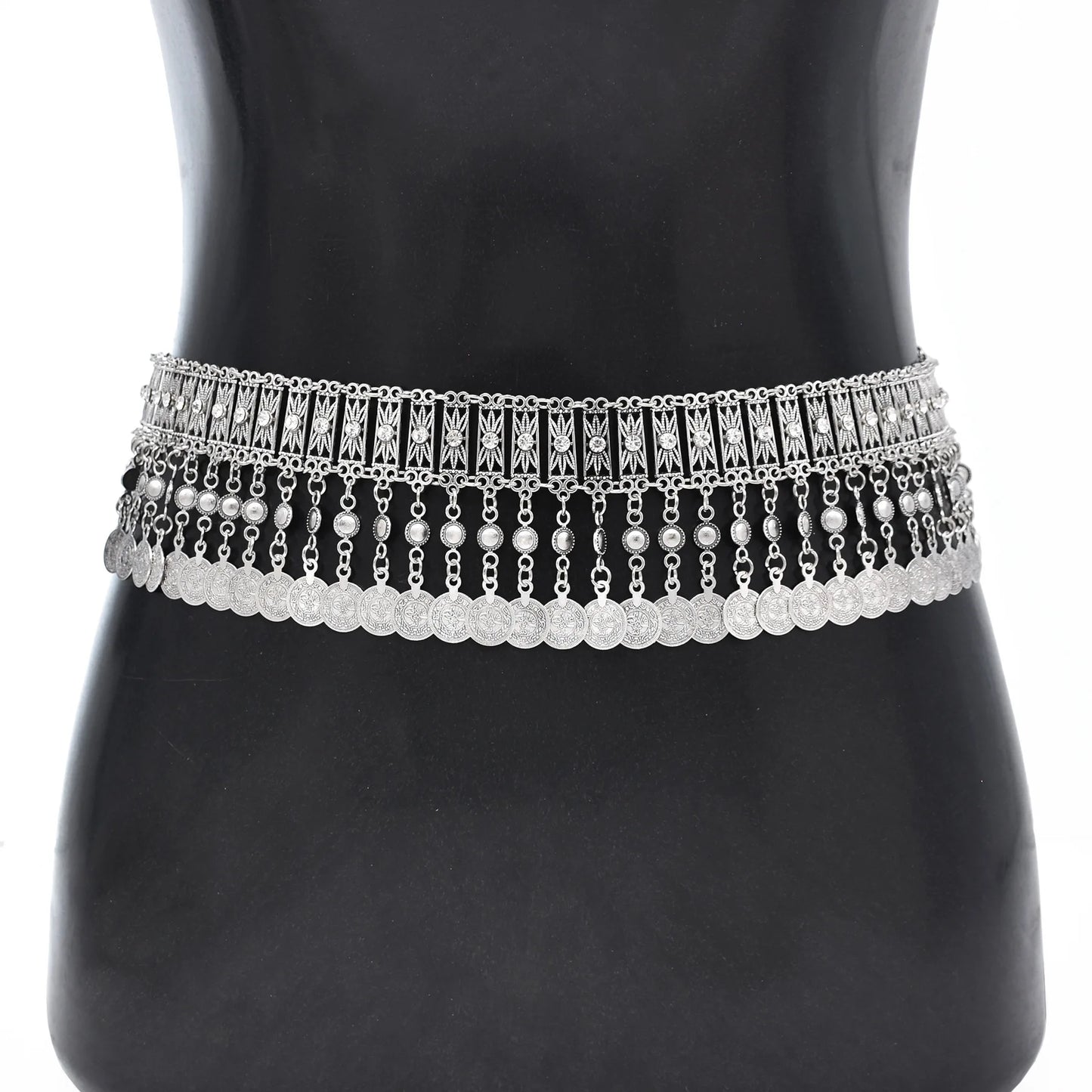 Vintage Alloy Coins Long Tassel Waist Belly Chains Turkey Gypsy Boho India Afghan Ethnic Dance Clothing Belt Hippie Body Jewelry - Jerusalem Heart 