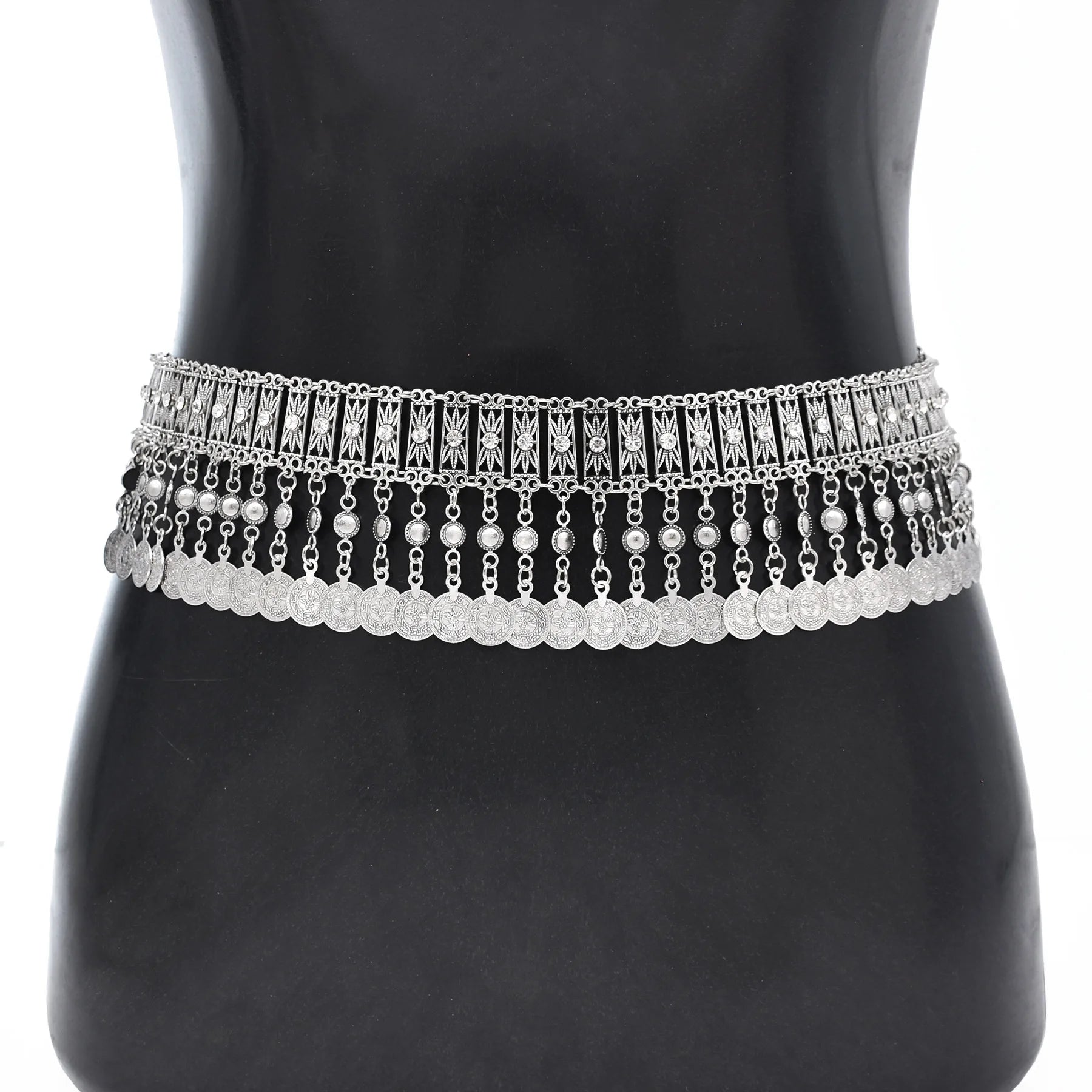 Vintage Alloy Coins Long Tassel Waist Belly Chains Turkey Gypsy Boho India Afghan Ethnic Dance Clothing Belt Hippie Body Jewelry - Jerusalem Heart 