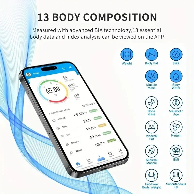 Bluetooth body fat scale, charging version, weight scale, bathroom weight scale, intelligent digital body value detection - Jerusalem Heart 