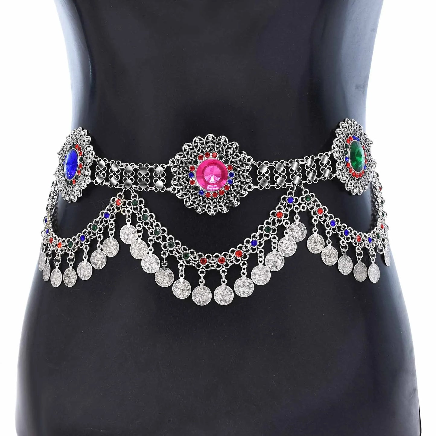 Vintage Alloy Coins Long Tassel Waist Belly Chains Turkey Gypsy Boho India Afghan Ethnic Dance Clothing Belt Hippie Body Jewelry - Jerusalem Heart 