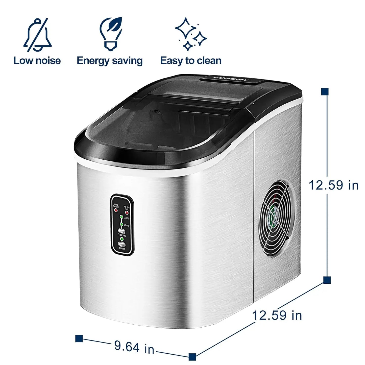 Ice Maker Machine Countertop, 26 lbs in 24 Hours, 9 Cubes Ready in 8 Mins, Electric ice maker and Compact potable ice maker - Jerusalem Heart 