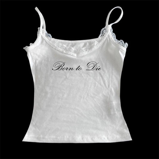Women's Sleeveless Camisole Y2K Sexy Lace Streetwear Hip Hop Punk Rock vintage Emo Girls Chic Letter Print Gothic Slim baby Tops - Jerusalem Heart 