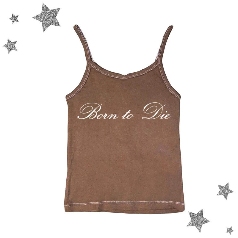 Women's Sleeveless Camisole Y2K Sexy Lace Streetwear Hip Hop Punk Rock vintage Emo Girls Chic Letter Print Gothic Slim baby Tops - Jerusalem Heart 