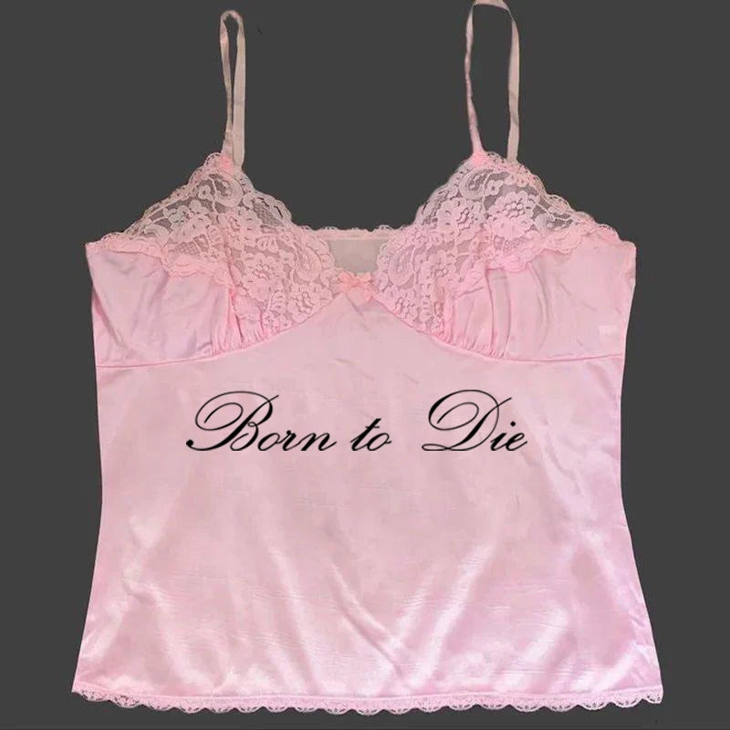 Women's Sleeveless Camisole Y2K Sexy Lace Streetwear Hip Hop Punk Rock vintage Emo Girls Chic Letter Print Gothic Slim baby Tops - Jerusalem Heart 