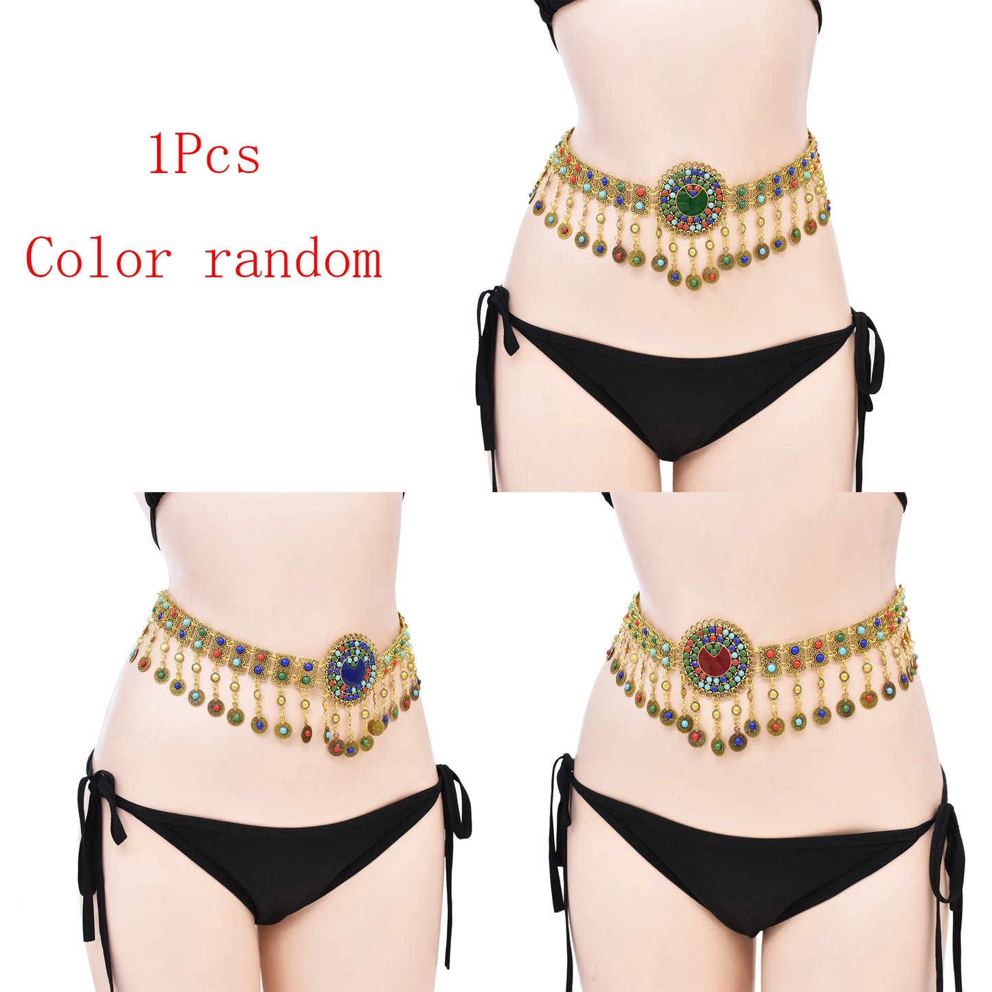 Vintage Alloy Coins Long Tassel Waist Belly Chains Turkey Gypsy Boho India Afghan Ethnic Dance Clothing Belt Hippie Body Jewelry - Jerusalem Heart 