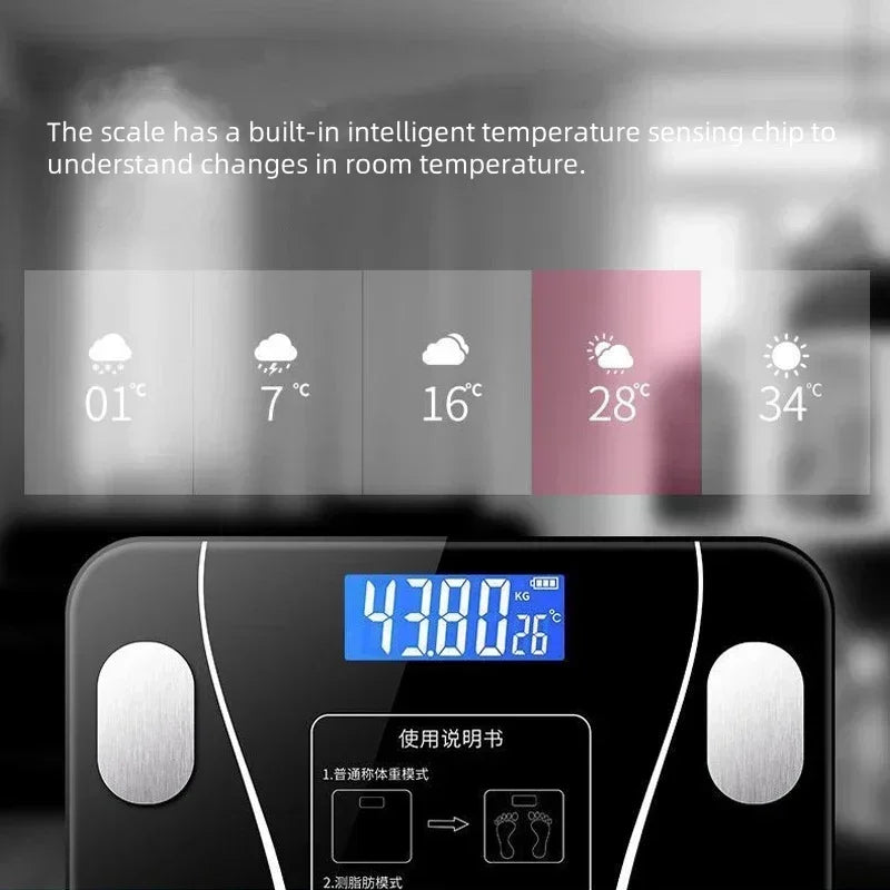 The Intelligent Application of The LED Digital Body Fat Scale Is Synchronized with The Battery Power of The Electronic Scale - Jerusalem Heart 