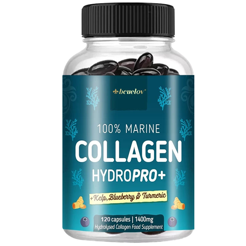 Powerful Marine Collagen - With Hyaluronic Acid, Biotin & Blueberry - 1400mg Complex-Hydrolyzed Type 1-With Vitamins & Minerals - Jerusalem Heart 
