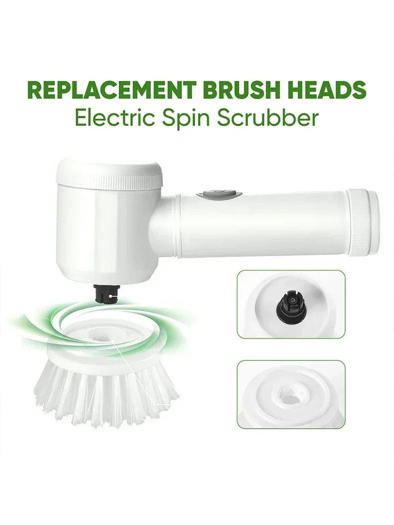 Electric Spin Scrubber Cordless Spin Scrubber with 5 Replaceable Brush Heads and Adjustable Extension Handle - Jerusalem Heart 