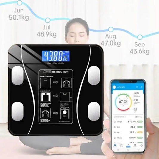 Bluetooth body fat scale, charging version, weight scale, bathroom weight scale, intelligent digital body value detection - Jerusalem Heart 