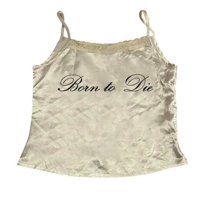 Women's Sleeveless Camisole Y2K Sexy Lace Streetwear Hip Hop Punk Rock vintage Emo Girls Chic Letter Print Gothic Slim baby Tops - Jerusalem Heart 
