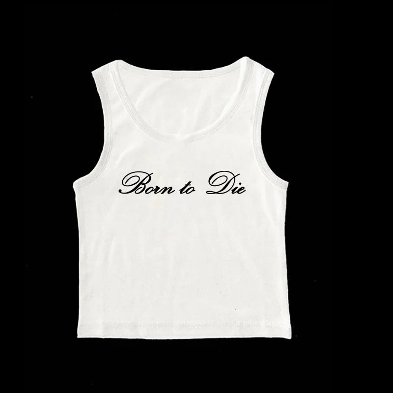 Women's Sleeveless Camisole Y2K Sexy Lace Streetwear Hip Hop Punk Rock vintage Emo Girls Chic Letter Print Gothic Slim baby Tops - Jerusalem Heart 