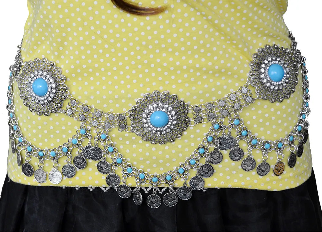 Vintage Alloy Coins Long Tassel Waist Belly Chains Turkey Gypsy Boho India Afghan Ethnic Dance Clothing Belt Hippie Body Jewelry - Jerusalem Heart 
