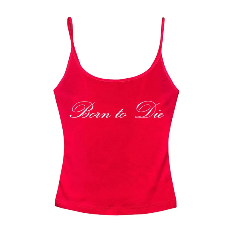 Women's Sleeveless Camisole Y2K Sexy Lace Streetwear Hip Hop Punk Rock vintage Emo Girls Chic Letter Print Gothic Slim baby Tops - Jerusalem Heart 