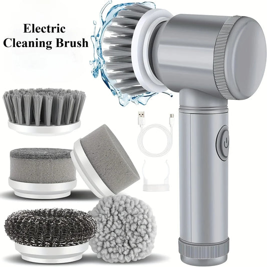 Electric Spin Scrubber Cordless Spin Scrubber with 5 Replaceable Brush Heads and Adjustable Extension Handle - Jerusalem Heart 