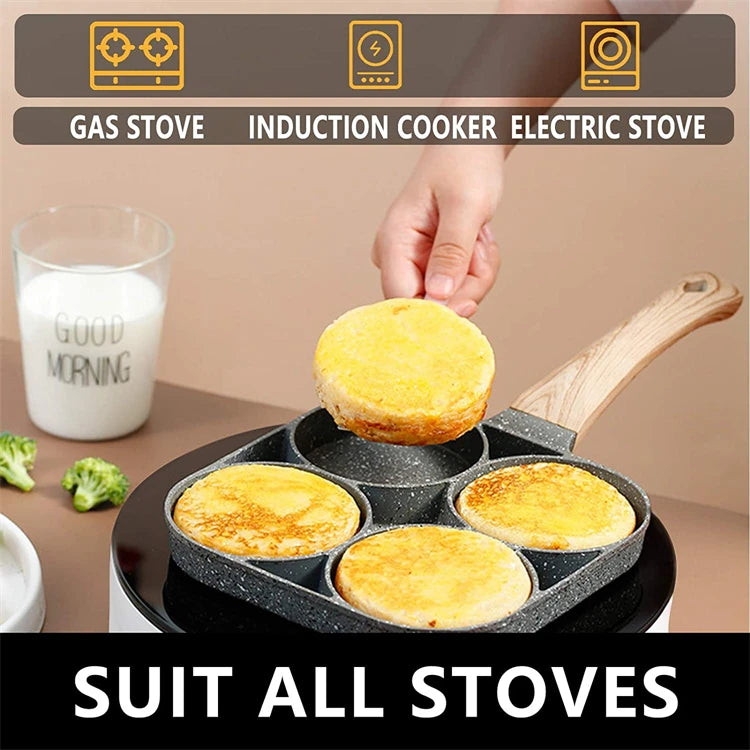 LMETJMA Egg Frying Pan Nonstick Pancake Pans 4-Cups Cookware Pancake Pan Egg Pan Suitable for Gas Stove Induction Cooker JT87 - Jerusalem Heart 