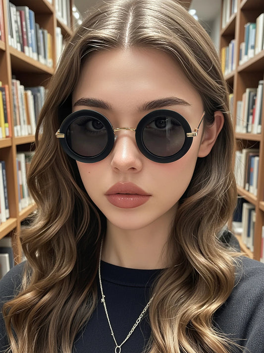 Men's and women's round metal frame retro European and American ins-style fashion sunglasses - Jerusalem Heart 