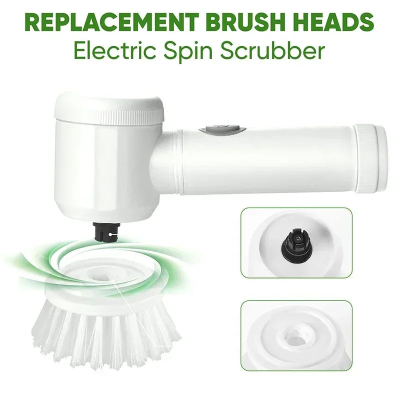 Electric Spin Scrubber Cordless Spin Scrubber with 5 Replaceable Brush Heads and Adjustable Extension Handle - Jerusalem Heart 