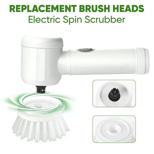Electric Spin Scrubber Cordless Spin Scrubber with 5 Replaceable Brush Heads and Adjustable Extension Handle - Jerusalem Heart 