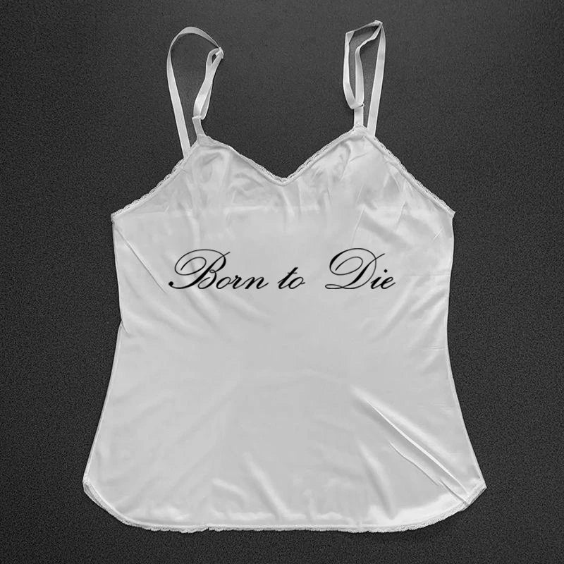 Women's Sleeveless Camisole Y2K Sexy Lace Streetwear Hip Hop Punk Rock vintage Emo Girls Chic Letter Print Gothic Slim baby Tops - Jerusalem Heart 