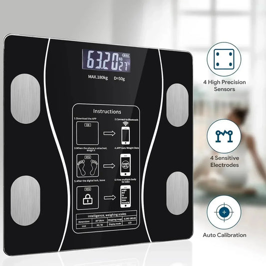 Bluetooth body fat scale, charging version, weight scale, bathroom weight scale, intelligent digital body value detection - Jerusalem Heart 