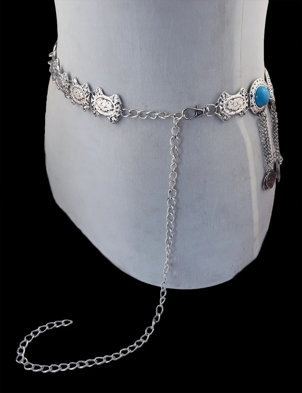 Vintage Alloy Coins Long Tassel Waist Belly Chains Turkey Gypsy Boho India Afghan Ethnic Dance Clothing Belt Hippie Body Jewelry - Jerusalem Heart 