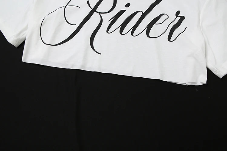 Nibber Loose Letter Print Mini t-Shirt Women Summer Trend Biased Collar Versatile Street Skinny Simple Classic Party Daily Tops - Jerusalem Heart 
