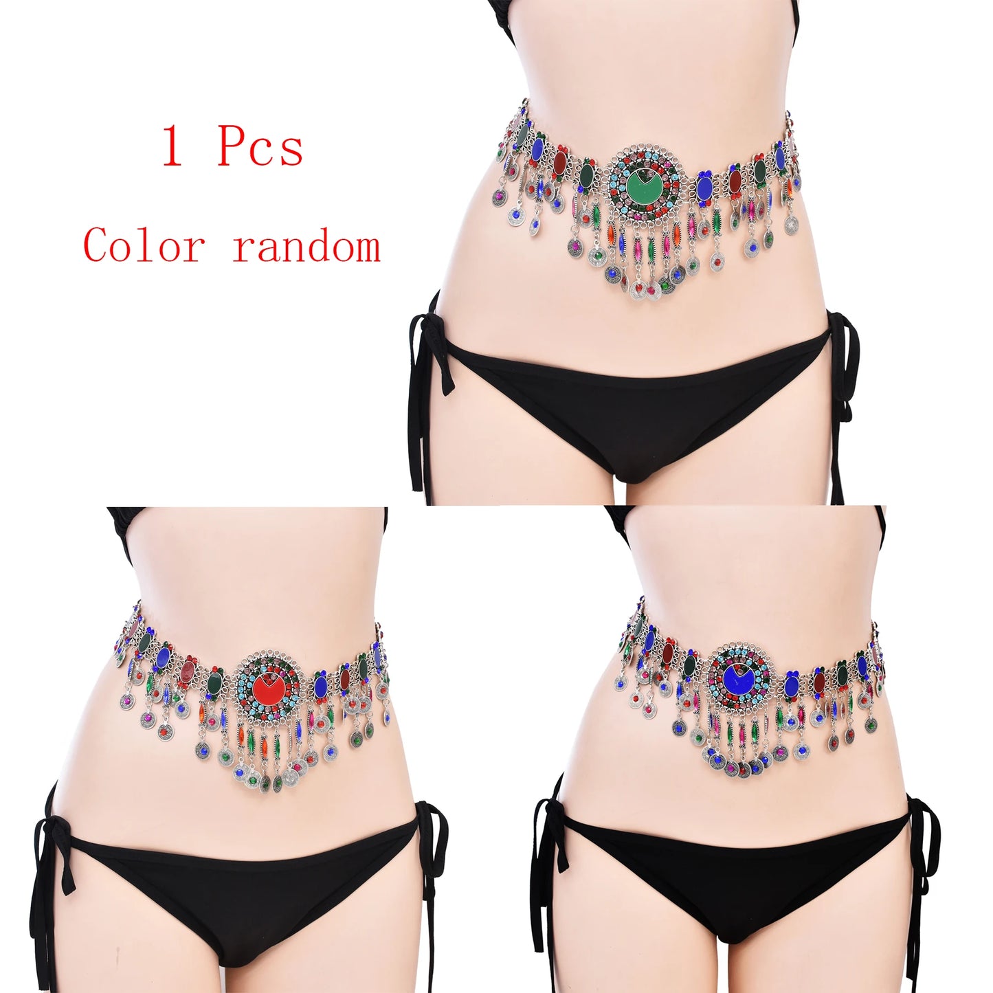 Vintage Alloy Coins Long Tassel Waist Belly Chains Turkey Gypsy Boho India Afghan Ethnic Dance Clothing Belt Hippie Body Jewelry - Jerusalem Heart 