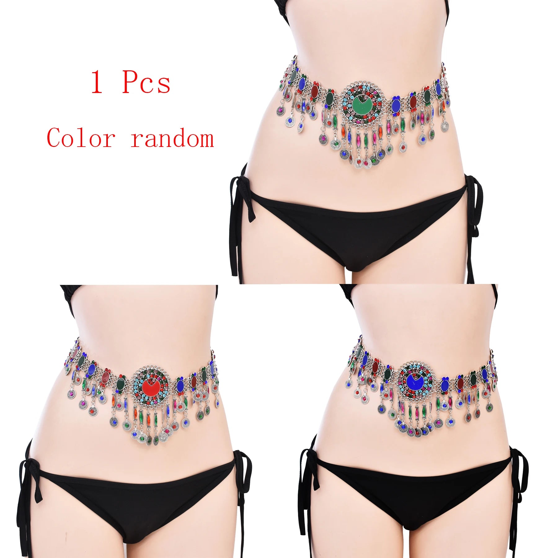 Vintage Alloy Coins Long Tassel Waist Belly Chains Turkey Gypsy Boho India Afghan Ethnic Dance Clothing Belt Hippie Body Jewelry - Jerusalem Heart 