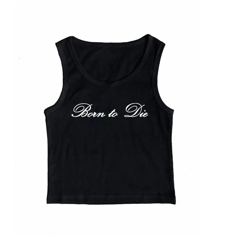 Women's Sleeveless Camisole Y2K Sexy Lace Streetwear Hip Hop Punk Rock vintage Emo Girls Chic Letter Print Gothic Slim baby Tops - Jerusalem Heart 